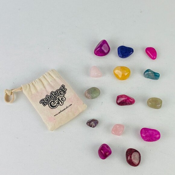 Rainforest Cafe Collectible Colorful Polished Rocks Lot of 14 Pieces With Bag - Picture 7 of 7